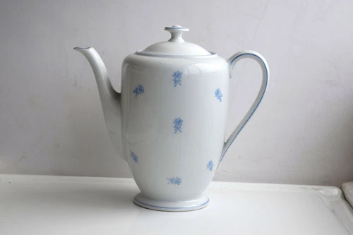 Vtg Schonwald White Blue Porcelain Teapot Tea Coffee Pot Ceramic MCM Pottery