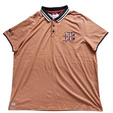 Joe Browns Mens Polo Shirt 3XL Brown Rust Union Jack Embroidered Graphic
