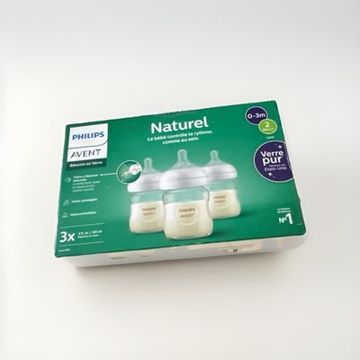 Philips Avent Natural Glass Baby Bottle Response Newborn - 4oz (4 PACK)