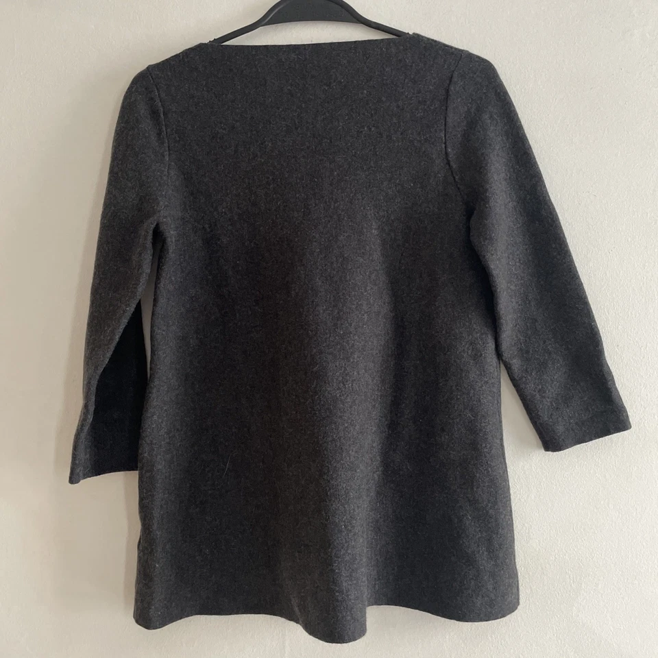 COS 92% Wool Fit & Flare Grey Tunic Jumper 3/4 Sleeve Utility Look Size Eur S - Image 3 of 4