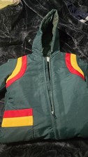 Sears Vintage '70s Kids Size 5 Snowsuit Green With Yellow And Red Stripes