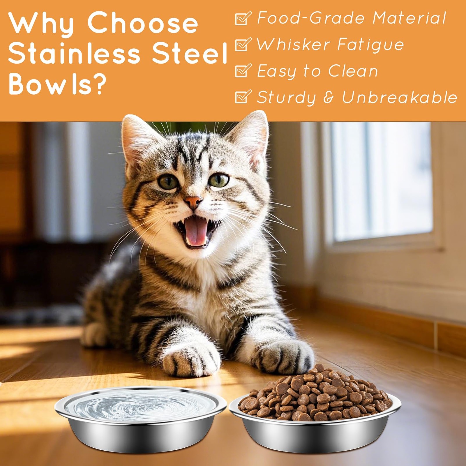 12Pcs Cat Bowls,Stainless Steel Cat Food Bowls,Metal Cat Dishes Whisker Fatig...