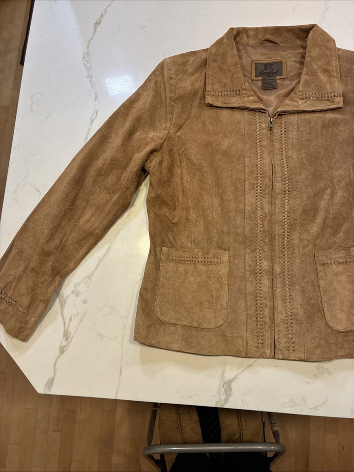 Chaqueta de gamuza BT Limited para mujer 100 % cuero cremallera completa boho tostado occidental XL Foto 2 de 4
