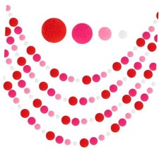 4 Pack 26.3 Feet Pink Pom Pom Garlands Christmas Decorations Red Pink White