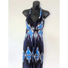 Banana Republic Y2K halter top maxi dres tie dye Ikat black blue S