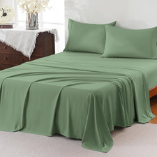 Luxury Queen Sheet Set, 4-Piece Soft Microfiber, Sage Green, Deep Pockets