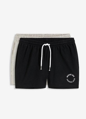 Neu 2er-Pack Sweatshorts Gr. 56/58 Grau Schwarz Damen Sweat-Shorts Hotpants