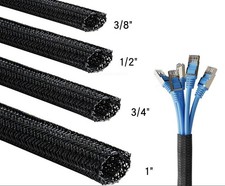 Braided Wire Loom High Temperature  Black Split-Sleeve Heat Resistant 3/8"x10ft