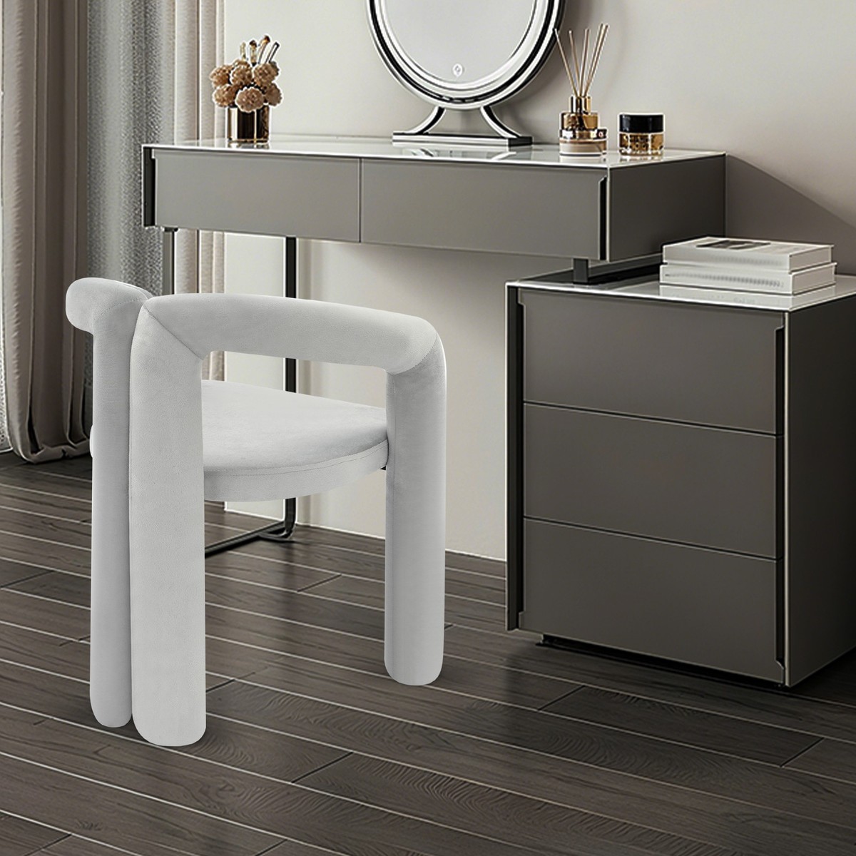 Stool Chair For Dressing Table Grey Light Grey The Hot Sale Linen  Upholstered Vanity Stool Dressing