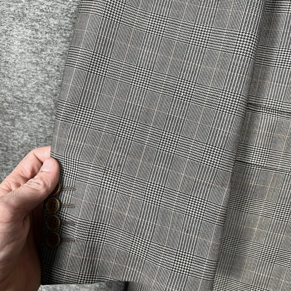 Traje Canali Para Hombre EU 62L US 52L Gris Marrón Glen Cuadros 2 Botones Lana Hecho en Italia Foto 3 de 4