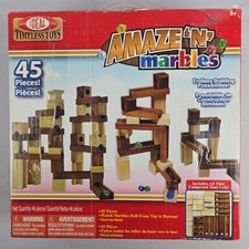 Ideal Amaze N Marbles 45 Piece Wooden Marble Run Set Complete 2005