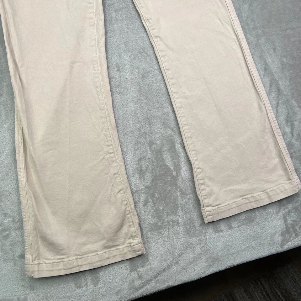 Jeans feminino Paige Leenah 25 bege cintura alta perna larga bolsos jeans stretch - Imagem 3 de 4