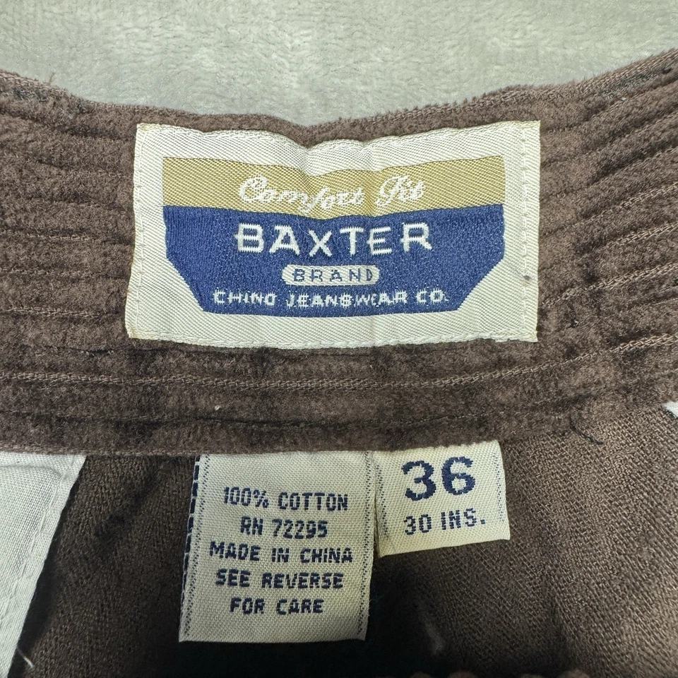 Pantalones de pana de colección Y2K Baxter Widewale marrón 36x30 holgados pierna ancha patinador Foto 3 de 4