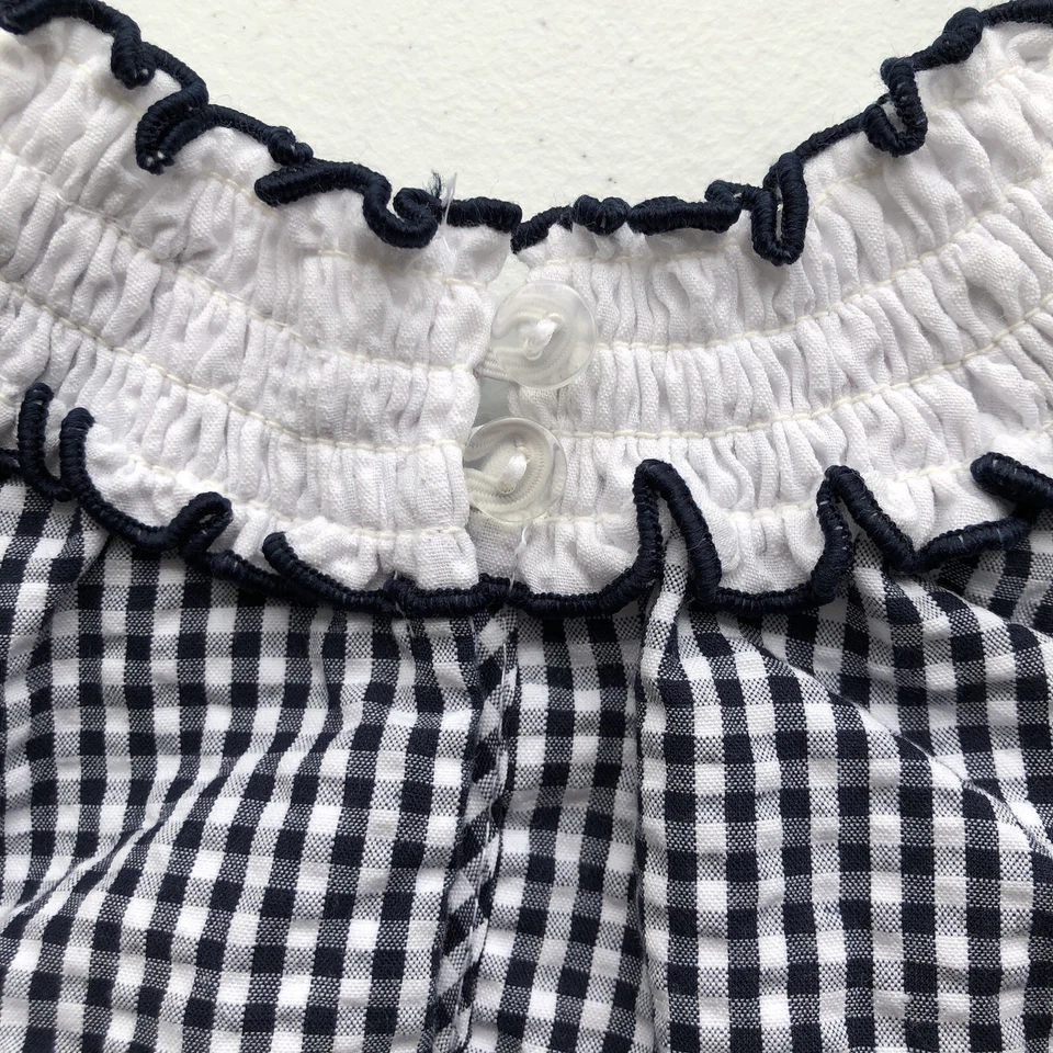 Mameluco Burbuja 24 Meses Ediciones Raras Azul Marino Blanco Seersucker Guinga Arco Calado Foto 4 de 4