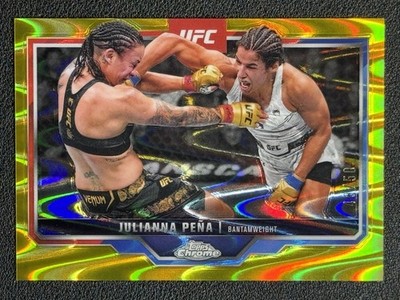 2025 Topps Chrome UFC Julianna Pena #142 Gold Lava Refractor 48 /50