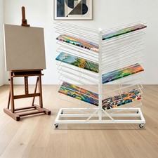 Adjustable 30 Shelf Art Drying Rack W/ Wheels For Studio Printmaking Canvas