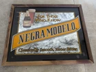 NEGRA MODELO MIRRORED BEER SIGN IN FRAME 21" x 17" Vintage Bar Room Cerveza Wood