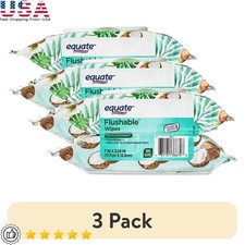 Hypoallergenic Flushable Wet Wipes Coconut Scent 3 Pack 96 Wipes Aloe Vitamin E