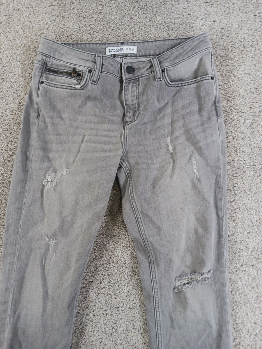 Zara Basic Z1975 Womens Denim Jeans 6 Gray Skinny Cotton Blend | eBay