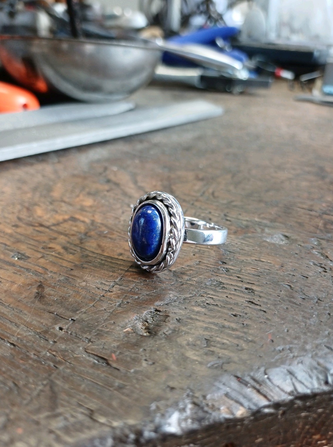 Bague antique romain en argent 925 et lapis lazuli bleu véritable pour homme taille 66
