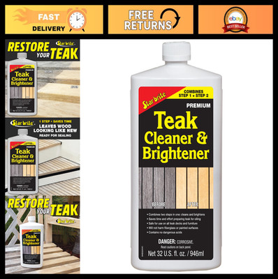 Teak Cleaner & Brightener for Weathered Wood - 32oz, Restores Natural Beauty