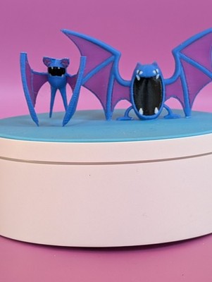 Custom 3D Printed Zubat and Golbat - Evolution Line Figurines