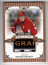 2021-22 Leaf Lumber Sergei Fedorov Game Used Logo Stick Relic Card 12/17