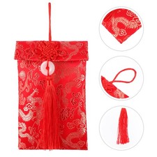 Paquet d'argent brocart rouge enveloppe réutilisable avec estampillage doré pour faveurs de fête