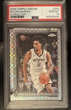 2025 TOPPS CHROME X-FRACTOR #252 DYLAN HARPER ROOKIE RC PSA 10 SPURS RISING FAST