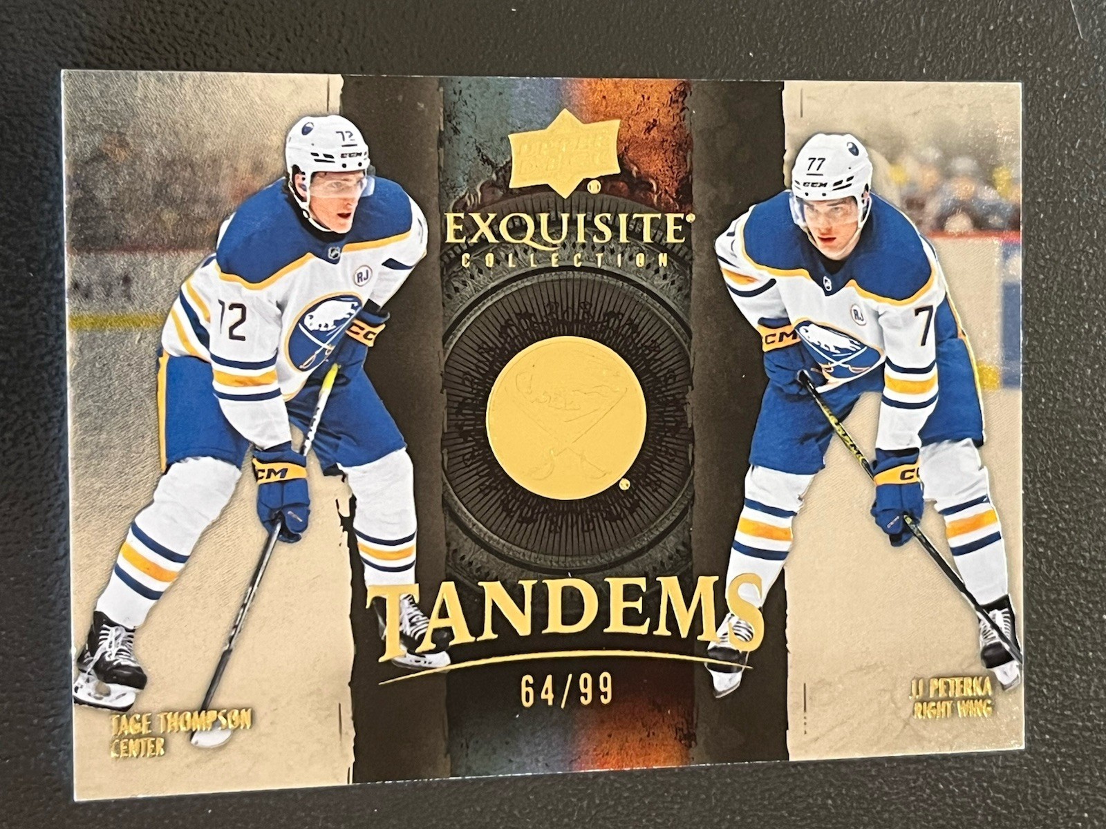 2024-25 Upper Deck Exquisite Tandems Gold 64/99 ET-TP Tage Thompson JJ Peterka