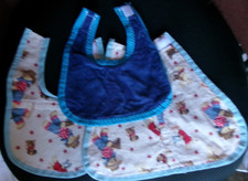New Lot of 3 Handmade Blue Cowbow Bears Bibs SO16