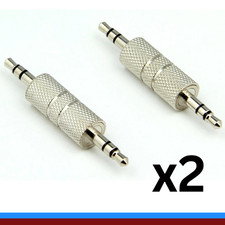 Image of 3.5mm Stereo Jack Plug Metal Male-to-Male Coupler Joiner Adapter x2