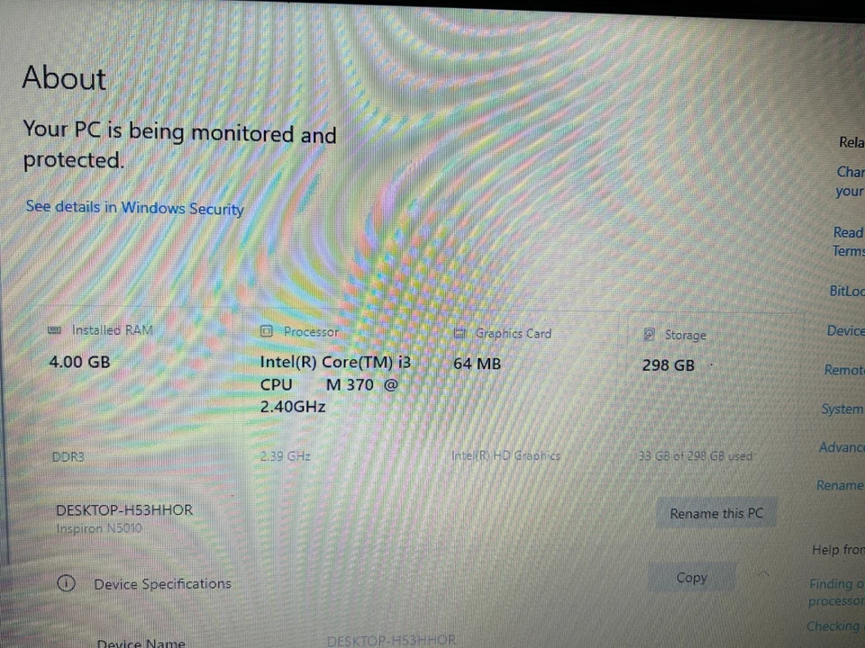 Dell Inspiron N5010 15R P10F Laptop 15.6" Screen Intel i3-M370 320GB HDD Windows - Image 2 of 4