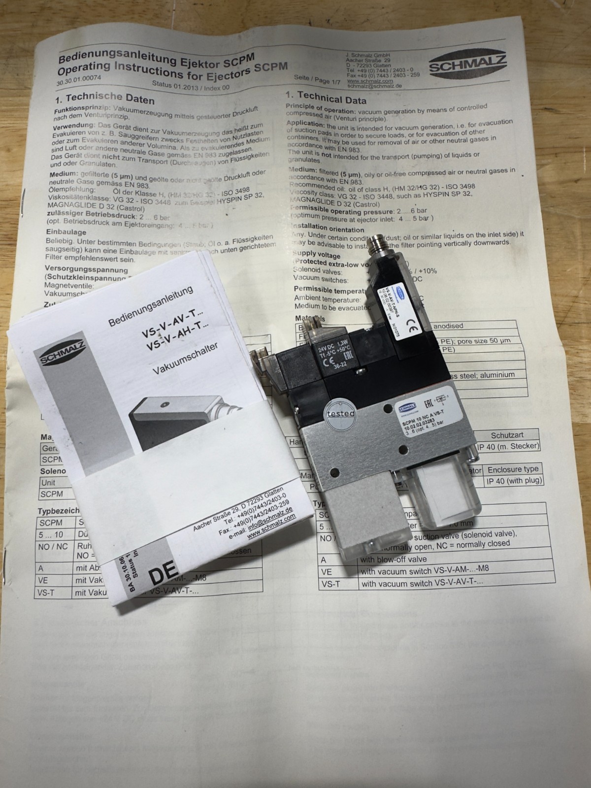 Schmalz SCPM 10 NC A VS-T Vacuum Ejector 10.02.02.03283 24VDC
