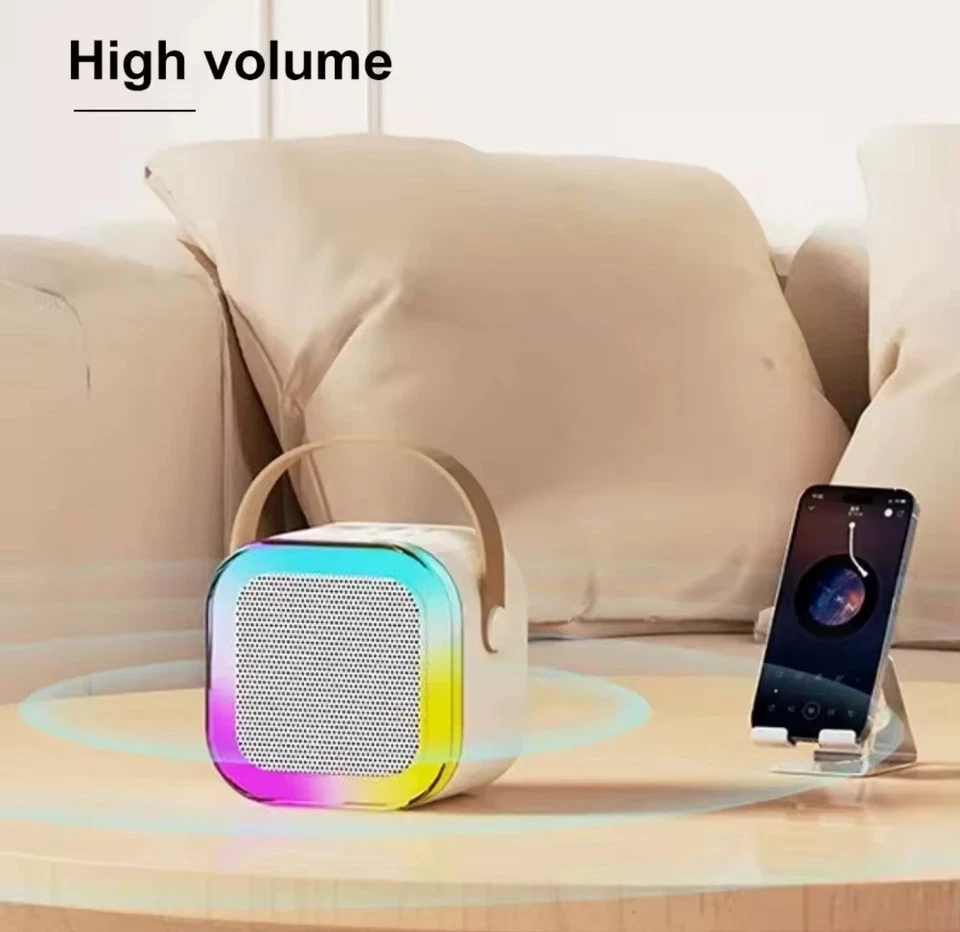 Karaoke Machine with 2 Wireless Mic Portable LED Lamp Sound Effect Loud Speaker - Image 4 of 4