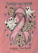 Simply Southern NWT Women’s T-Shirt Breast Cancer Spooky But Strong Size L New
