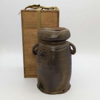Kunihiko Takahara Bizen Ware Vase Ohren Blumengefäß Teezeremonie Keramik Japan