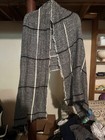Gray/White/Black Plaid Rectangle Scarf Wrap with Fringe, Women's — photo 2