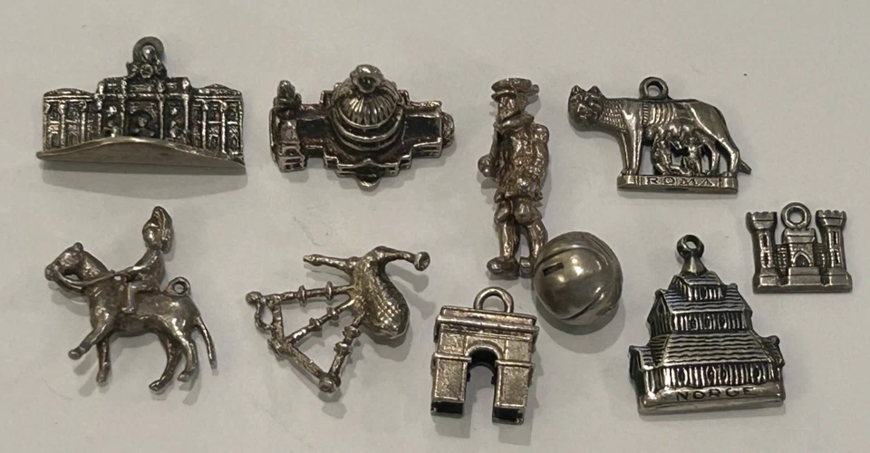 VTG Sterling Silver Lot of 10 Charm Bracelet Pendants 23.1 Grams - Image 2 of 3