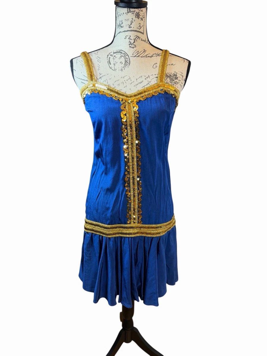 dusty blue infant dress Black & Iridescent Flapper Dress with Fringe Hem and Pearls main image 1