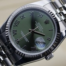 Rolex Datejust 36mm Box & Papers Olive Roman Steel & White Gold Ref. 116234