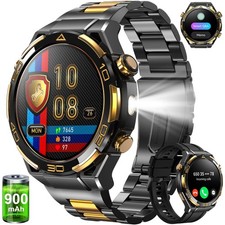 Military Smart Watches for Men(2 Bands),900mAh ChatGPT Waterproof Smartwatch US