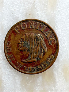 1950s Pontiac Chief of the Sixes General Motors Brass Giveaway Token Coin