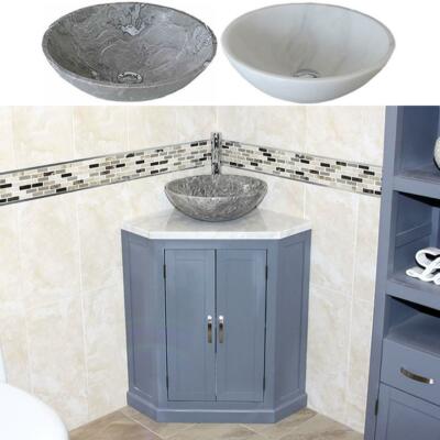 Grau lackiert Badezimmer Waschtisch Eckwaschtisch weiß Marmor & Marmor Waschbecken 501BG