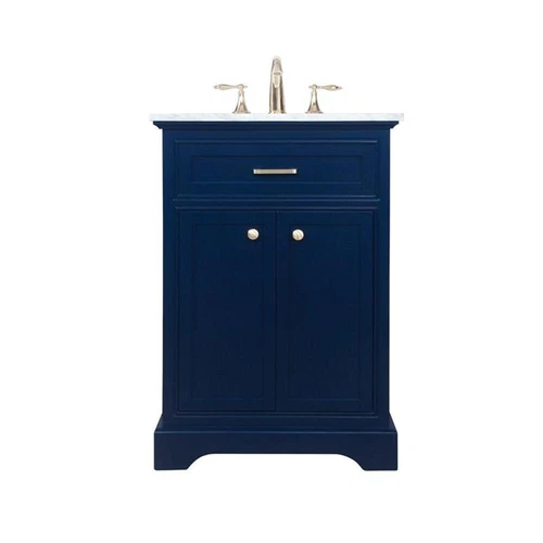 Elegant Decor Americana 24" Solid Wood and Metal Single Bathroom Vanity in Blue - Picture 3 of 8