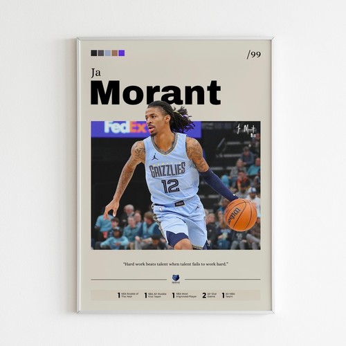 Ja Morant poster, Memphis Grizzlies art, Basket print, Morant Grizzlies Print - Picture 2 of 10