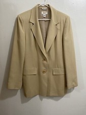 TALBOTS Pure Silk Beige 2 Button Blazer Size 8 In Excellent Condition