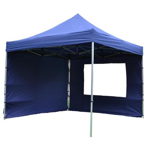 Padiglione pieghevole professionale con 4 lati 3x3 m blu impermeabile tendone festa tenda mercato - Foto 1 di 12