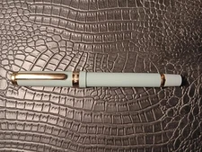 2017 Wing Sung Lucky 698 Piston 14K Gold Pen Teal Golden Clip Fine Nib 
