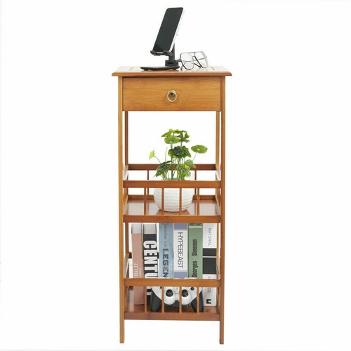 Industrial Retro Side Plant Table Solid Wood Telephone/Photo/Bedside/End Stand - Picture 2 of 12